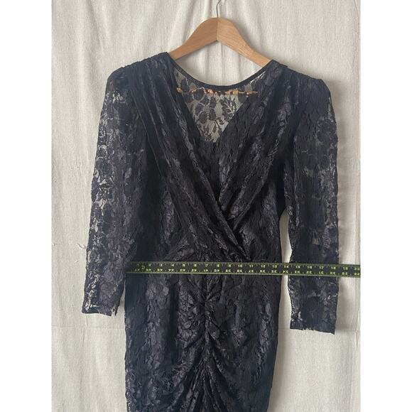 Vintage Jay Jacob’s Black Lace Ruched Dress Women Sz 9 Rocker Witchy Whimsigoth - Picture 6 of 13